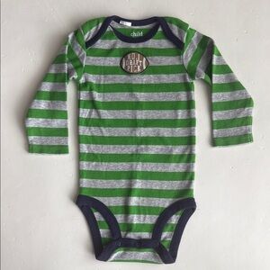 Carter’s Striped Green & Gray “Draft Pick” One Piece Boys 3-6 Mos